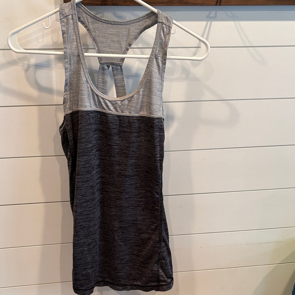 Reebok Gray and Black Women's Tank Top